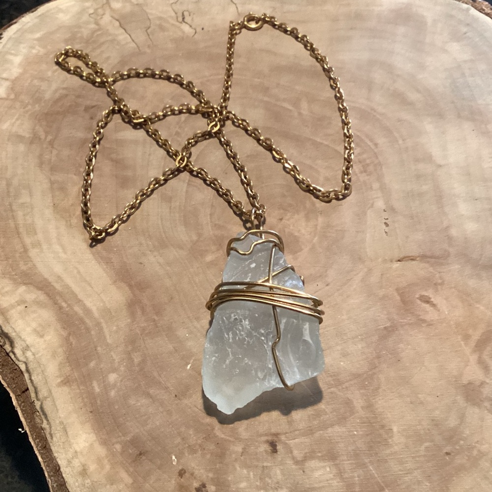 Wire Wrapped Sea Glass Pendant